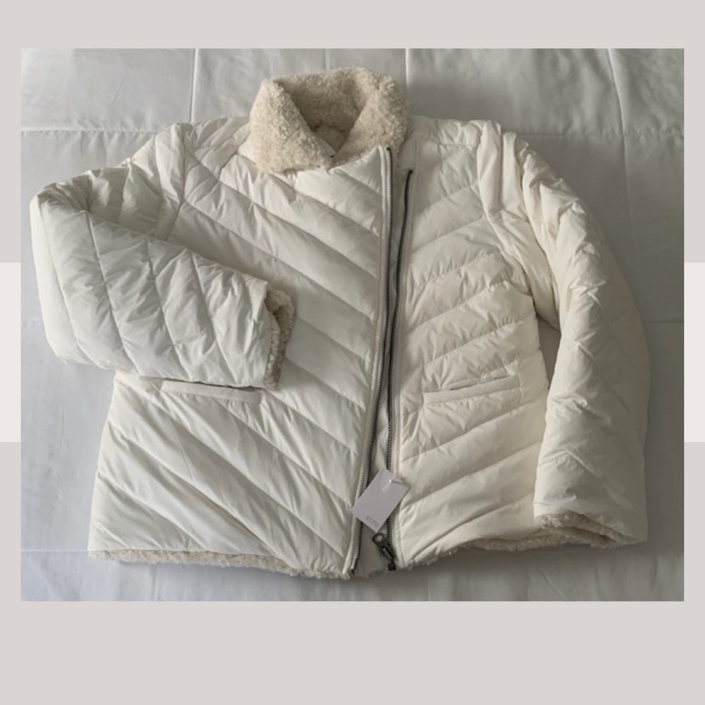 ECRU Reversible Faux Shearling and Nylon Jacket